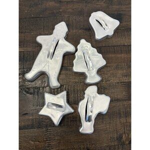 Vintage Aluminum Christmas Cookie Cutters Lot Tree Gingerbread Man Santa